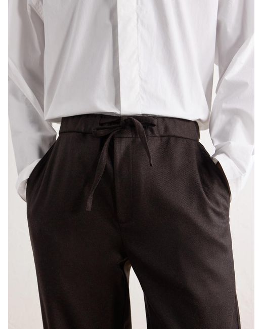 De Bonne Facture Black Lounge Straight-Leg Wool Drawstring Trousers for men