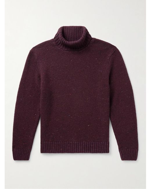 Inis Meáin Purple Donegal Merino Wool And Cashmere-blend Rollneck Sweater for men