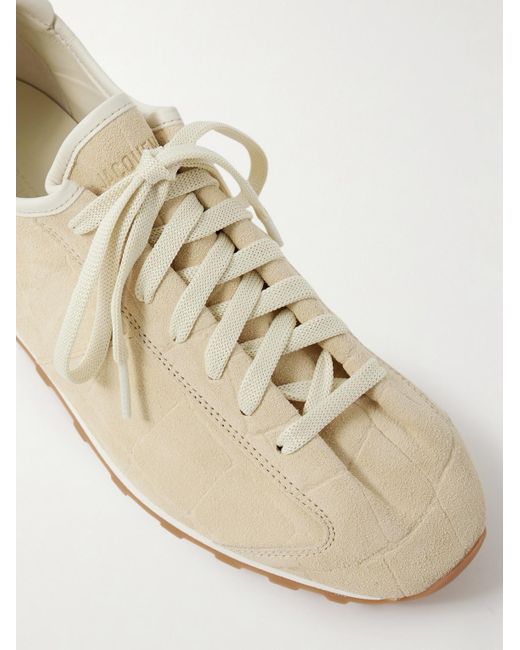 Jacquemus The Tennis Sneakers aus Veloursleder mit Krokodileffekt und Lederbesatz in White für Herren