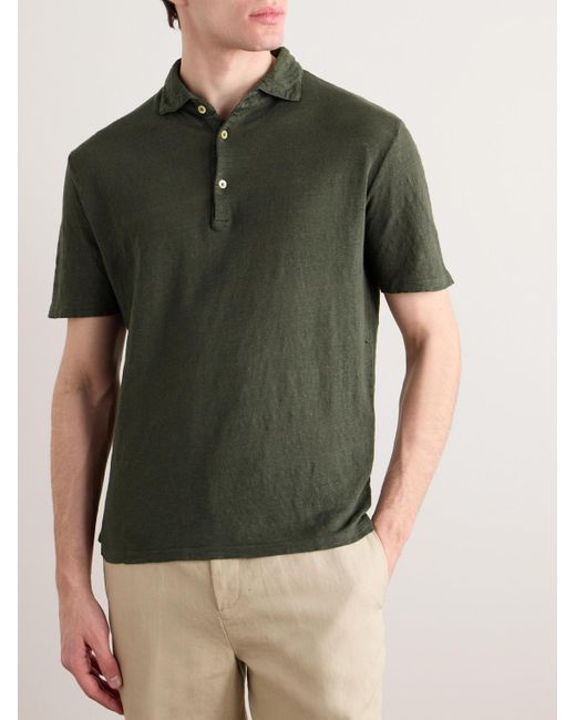 Boglioli Green Linen-jersey Polo Shirt for men
