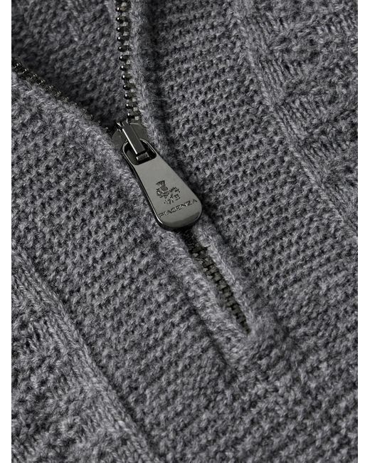 Piacenza 1733 Gray Textured Cashmere Half-zip Sweater for men