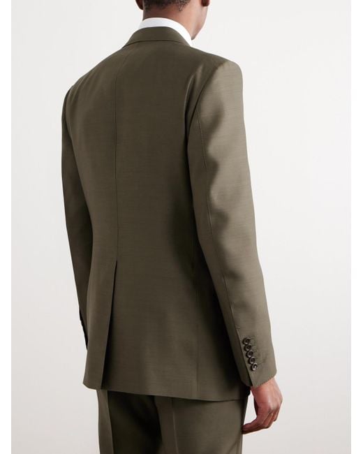 Tom Ford Green Wool And Silk-blend Suit Jacket for men