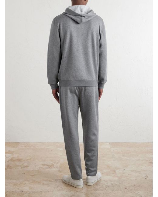Brunello Cucinelli Gray Cotton-Blend Jersey Zip-Up Hoodie for men