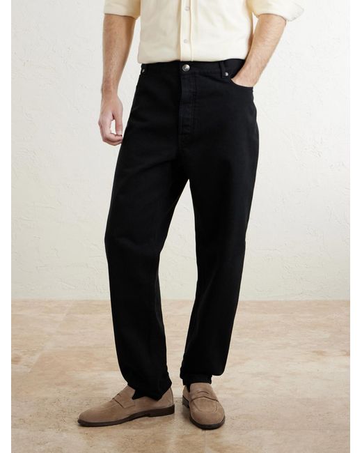 Brunello Cucinelli Blue Slim-Fit Straight-Leg Logo-Embroidered Jeans for men
