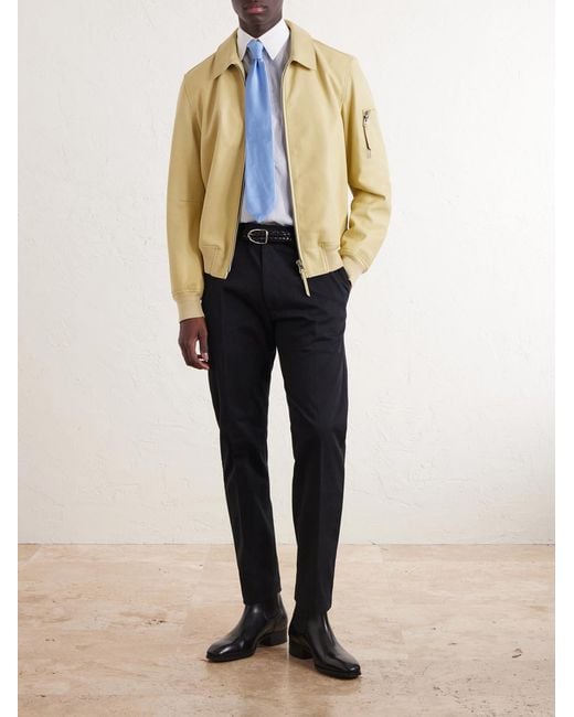 Tom Ford Blue Tapered Cotton-Blend Twill Trousers for men