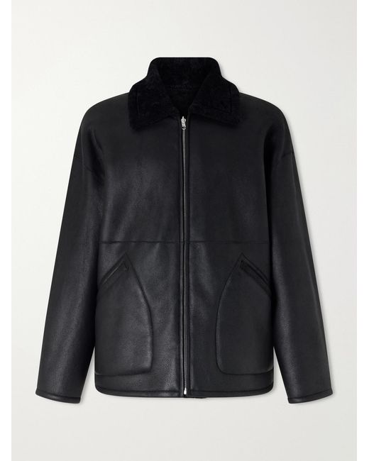 Auralee Black Reversible Shearling Jacket for men