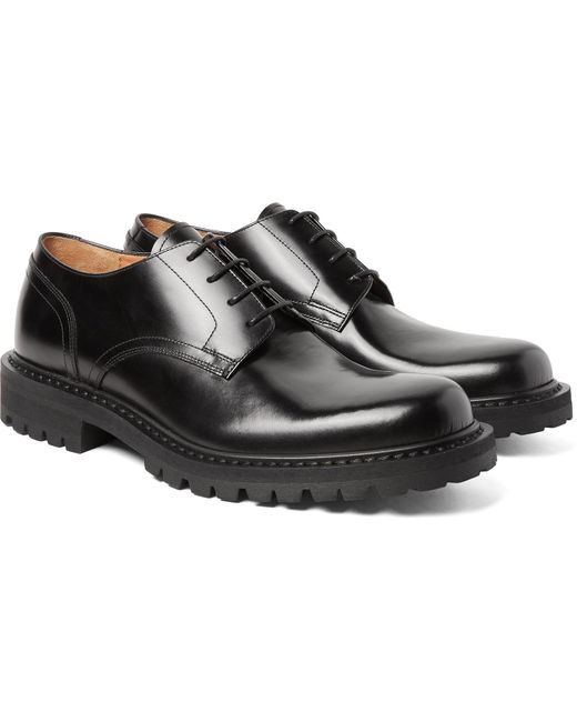 Dries Van Noten Black Polished-leather Derby Shoes for men