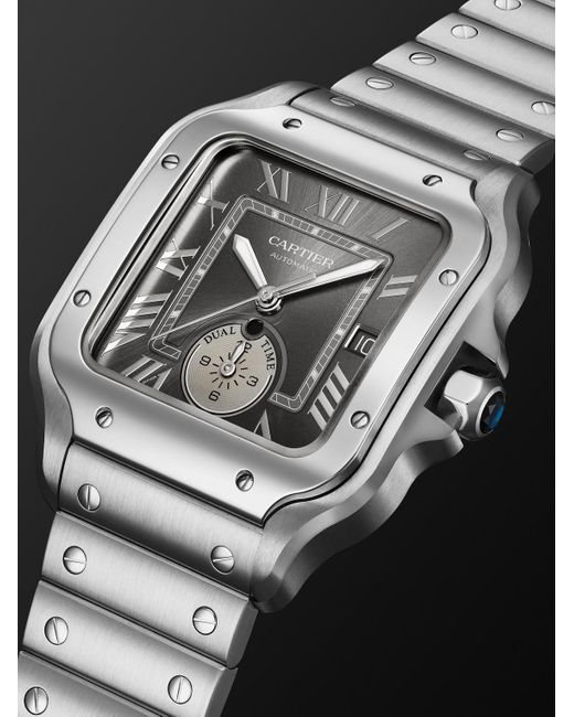 Cartier Black Santos De Automatic Gmt 40.2Mm Interchangeable Stainless Steel And Alligator Watch, Ref. No. Wssa0076 for men