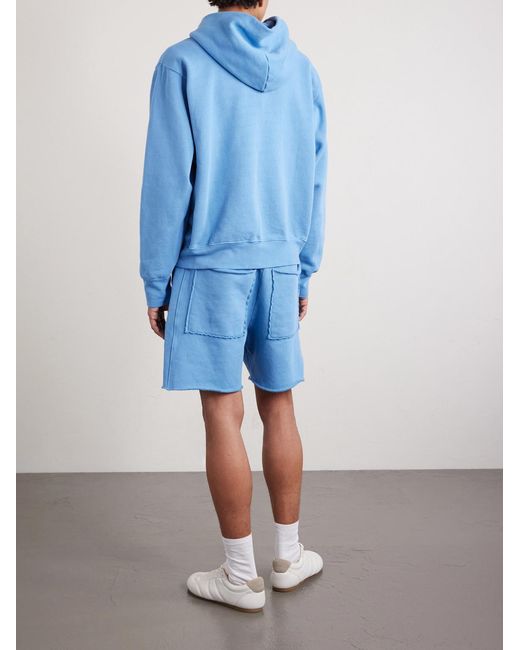 Les Tien Blue Heavyweight Structured-Fleece Cotton-Jersey Zip-Up Hoodie for men