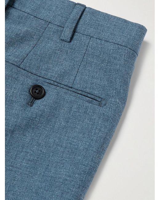 Sid Mashburn Blue Straight-Leg Virgin Wool, Cotton And Silk-Blend Trousers for men