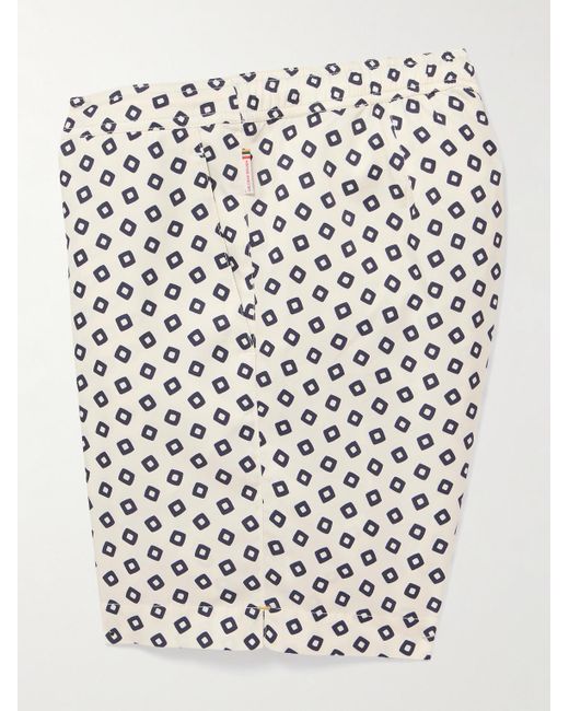 Orlebar Brown White Bulldog Straight-Leg Mid-Length Printed Recycled Swim Shorts for men
