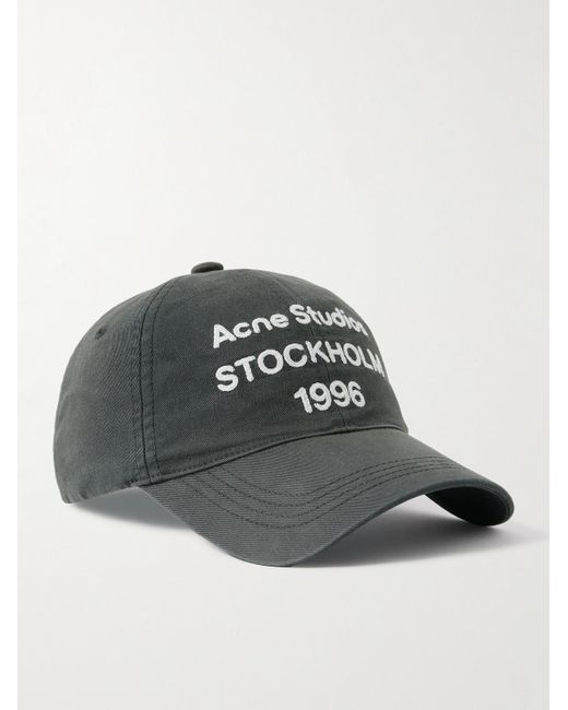 Logo-Embroidered Cotton-Twill Baseball Cap di Acne in Black da Uomo