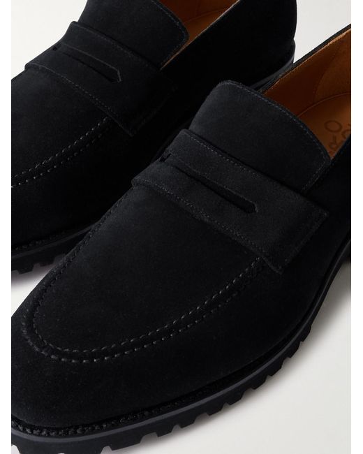 Majordome Black M08 Suede Penny Loafers for men