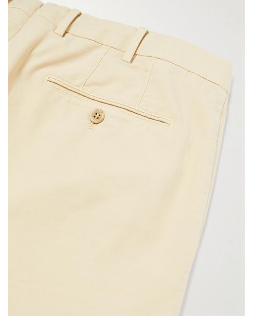 Loro Piana Natural Pantaflat Slim-Fit Pleated Stretch-Cotton Trousers for men