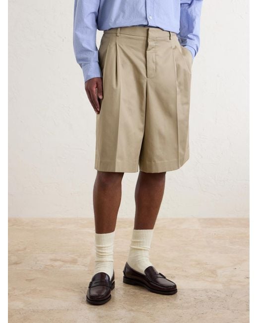AMI Natural Low-waist Wide-leg Cotton Bermuda Shorts for men