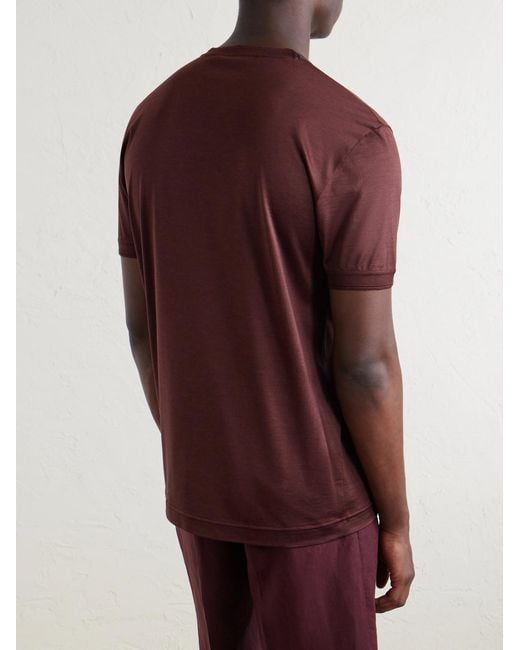 Dolce & Gabbana Red Silk-Jersey T-Shirt for men