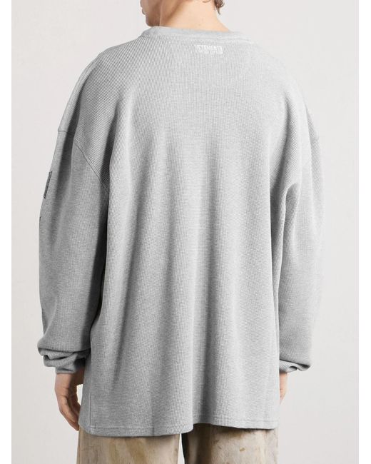 Vetements Gray Printed Waffle-knit Cotton Sweater for men