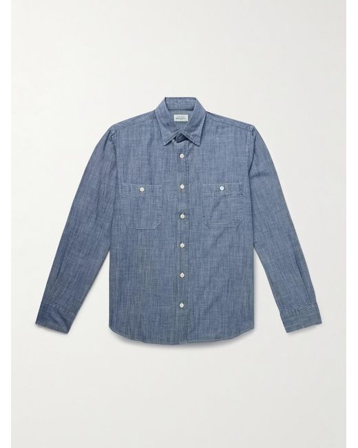 Hartford Blue Cotton-Chambray Shirt for men