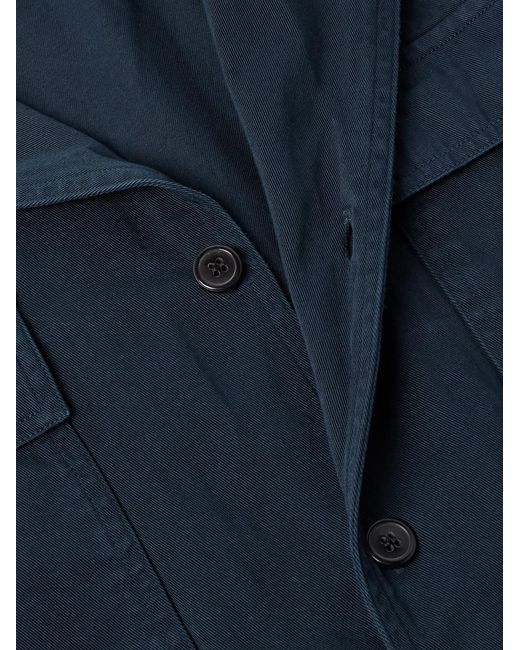 Dries Van Noten Blue Camp-Collar Cotton-Twill Shirt for men