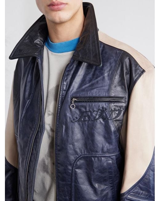 Enfants Riches Deprimes Blue Combaittimento Leather Jacket for men
