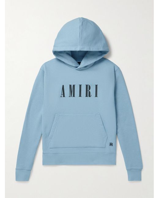Amiri Blue Logo-print Cotton-jersey Hoodie for men