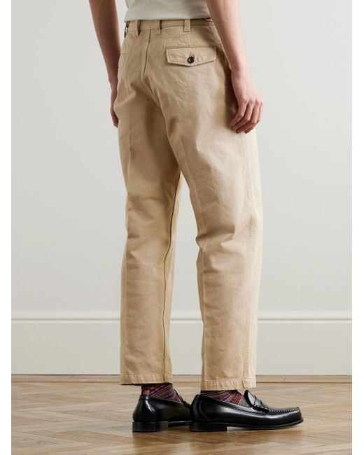 Drake's Gerade geschnittene Hose aus gepeachtem Baumwoll-Twill in Natural für Herren