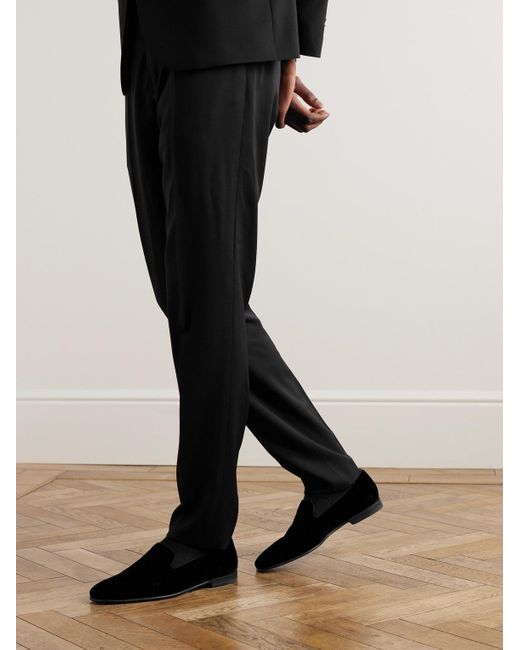 Manolo Blahnik Black Mario Grosgrain-Trimmed Velvet Loafers for men