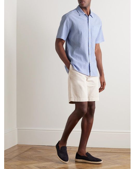 Oliver Spencer Blue Riviera Cotton-blend Seersucker Shirt for men