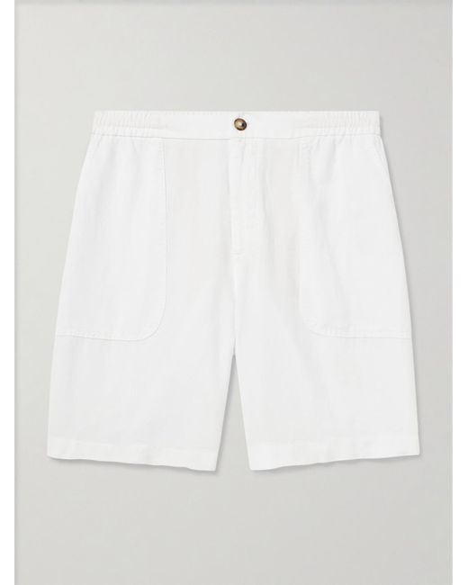 Altea White Straight-leg Lyocell And Linen-blend Twill Bermuda Shorts for men