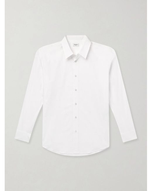 Saint Laurent White Logo-Embroidered Cotton-Blend Poplin Shirt for men