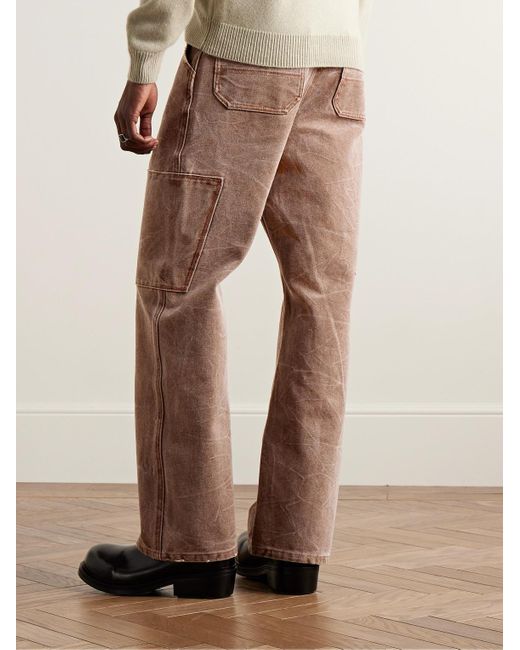 Acne Brown Palma Straight-leg Pigment-dyed Cotton-canvas Trousers for men