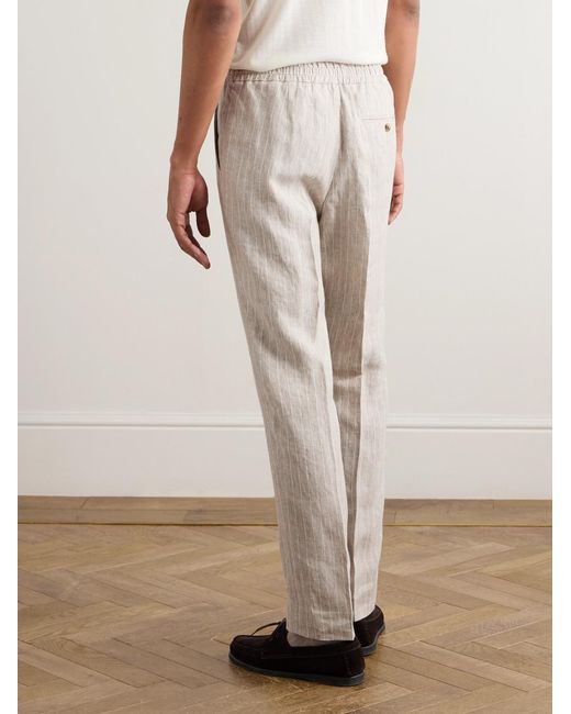 Mr P. Natural James Straight-Leg Striped Linen Suit Trousers for men