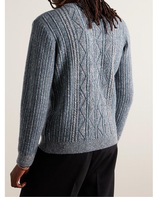Inis Meáin Blue Aran-knit Merino Wool And Cashmere-blend Sweater for men