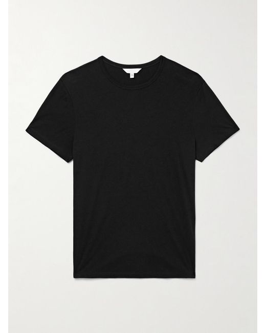 Club Monaco Black Luxe Featherweight Cotton-jersey T-shirt for men