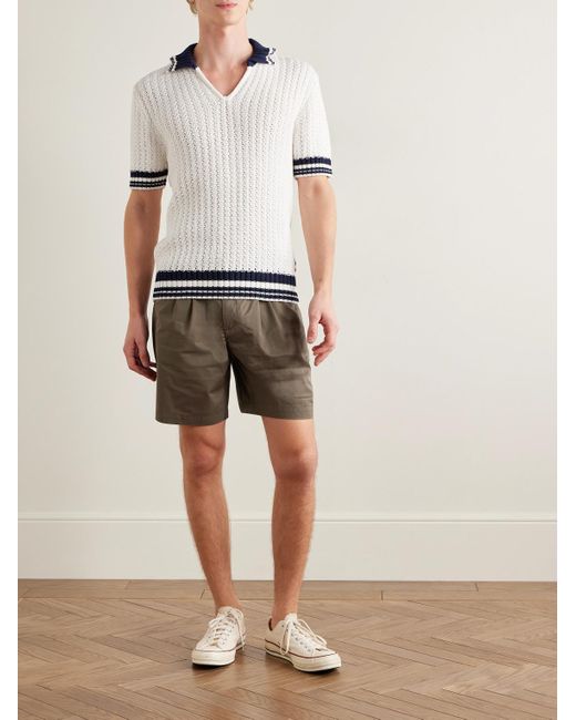 Orlebar Brown White Swift Crocheted Organic Cotton Polo Shirt for men