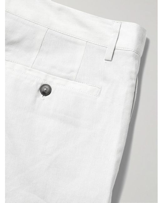 Club Monaco White Baxter Slim-fit Straight-leg Striped Linen-blend Shorts for men