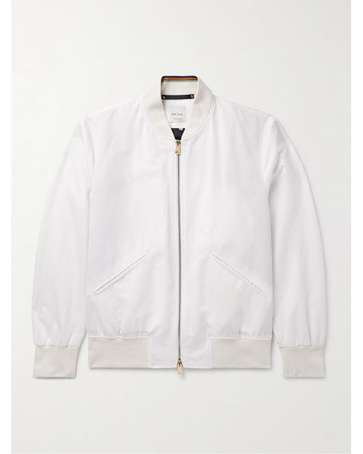 Paul Smith White Cotton And Ramie-blend Bomber Jacket for men
