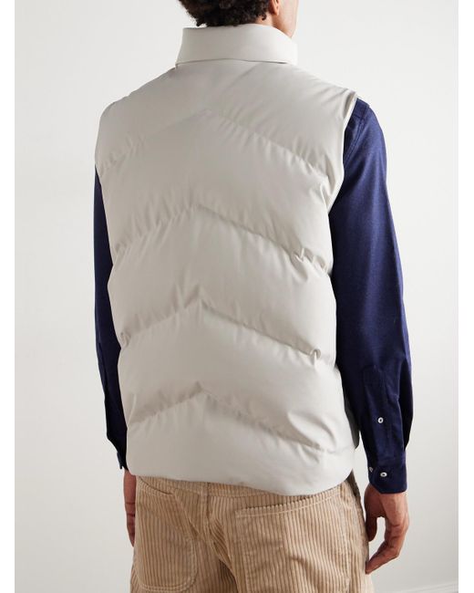Brunello Cucinelli White Quilted Shell Down Gilet for men