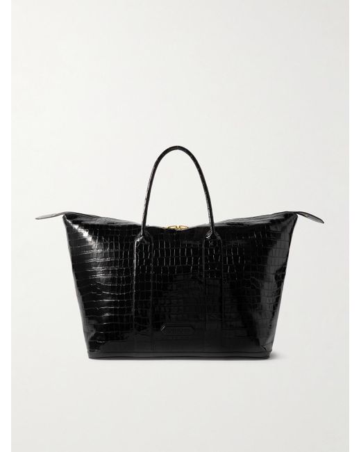 Tom Ford Black Croc-effect Patent-leather Tote Bag for men