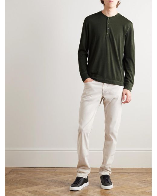Club Monaco Green Wool-blend Henley T-shirt for men