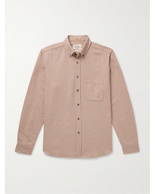 Portuguese Flannel Natural Estudo Button-down Collar Checked Organic Cotton-flannel Shirt for men