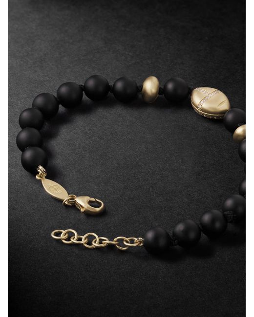 14-Karat, Hematite And Diamond Beaded Bracelet di Jacquie Aiche in Black da Uomo
