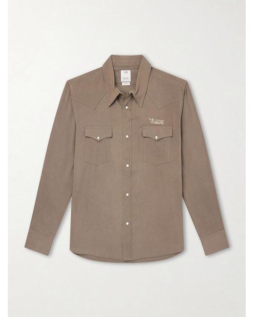 Visvim Natural Four Corners Logo-Embroidered Canvas Western Shirt for men