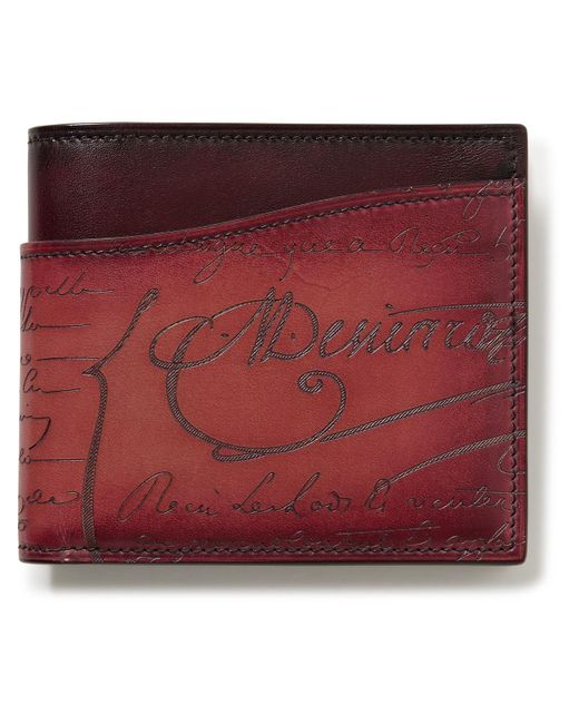 Berluti Red Makore Neo Scritto Venezia Leather Bifold Wallet for men