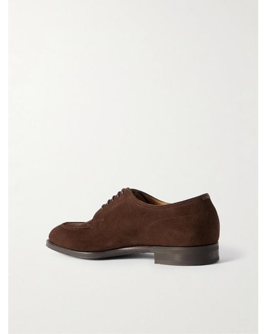 Edward Green Brown Dover Suede Derby Shoes for men