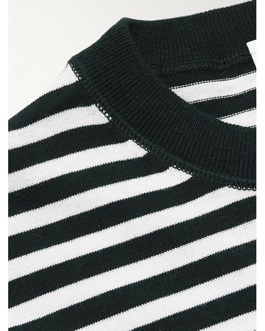 Allude Black Striped Cotton-Blend Sweater for men