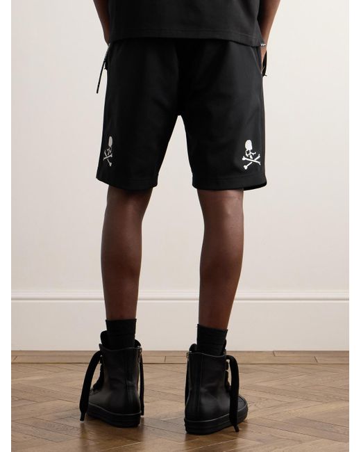 MASTERMIND WORLD Black Straight-leg Logo-print Jersey Shorts for men