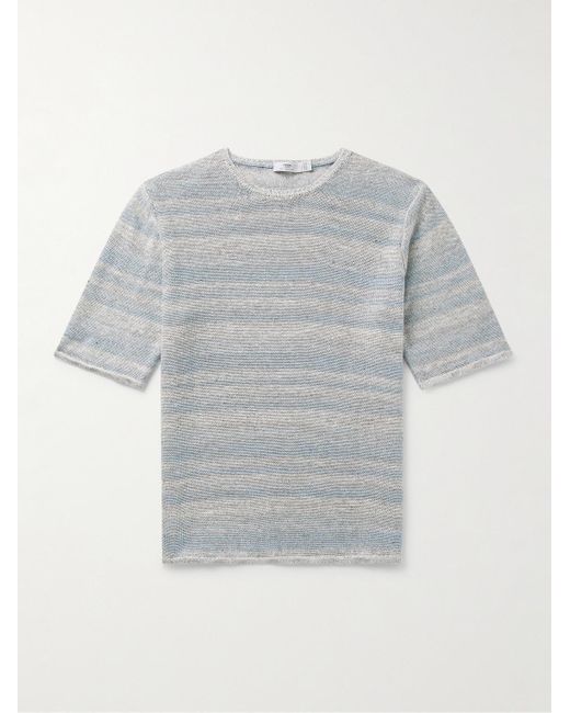 Inis Meáin Gray Striped Linen T-shirt for men