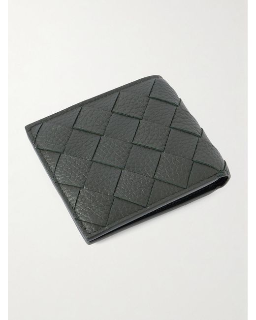 Bottega Veneta Gray Intrecciato Full-Grain Leather Billfold Wallet for men