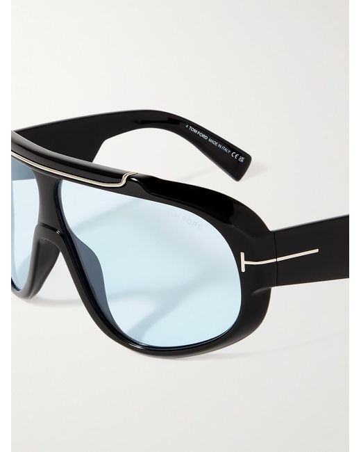 Tom Ford Blue Rellen Oversized Aviator-style Acetate And Gold-tone Sunglasses for men